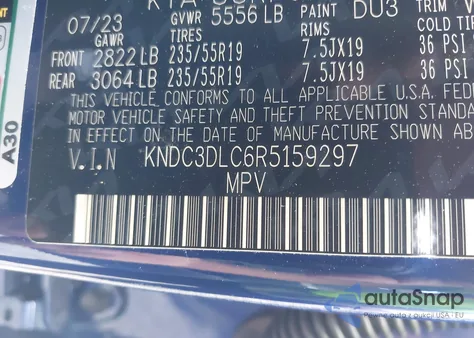 2024 Kia Ev6 Wind from USA, damaged, VIN KNDC3DLC6R5159297